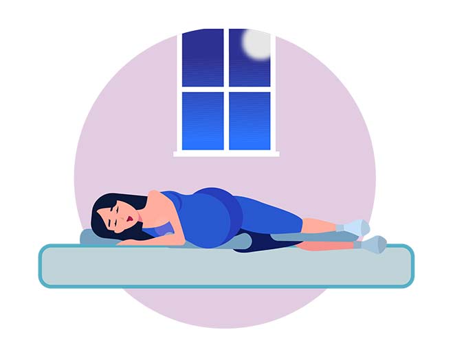 Illustration of side-lying pregnancy sleeping position