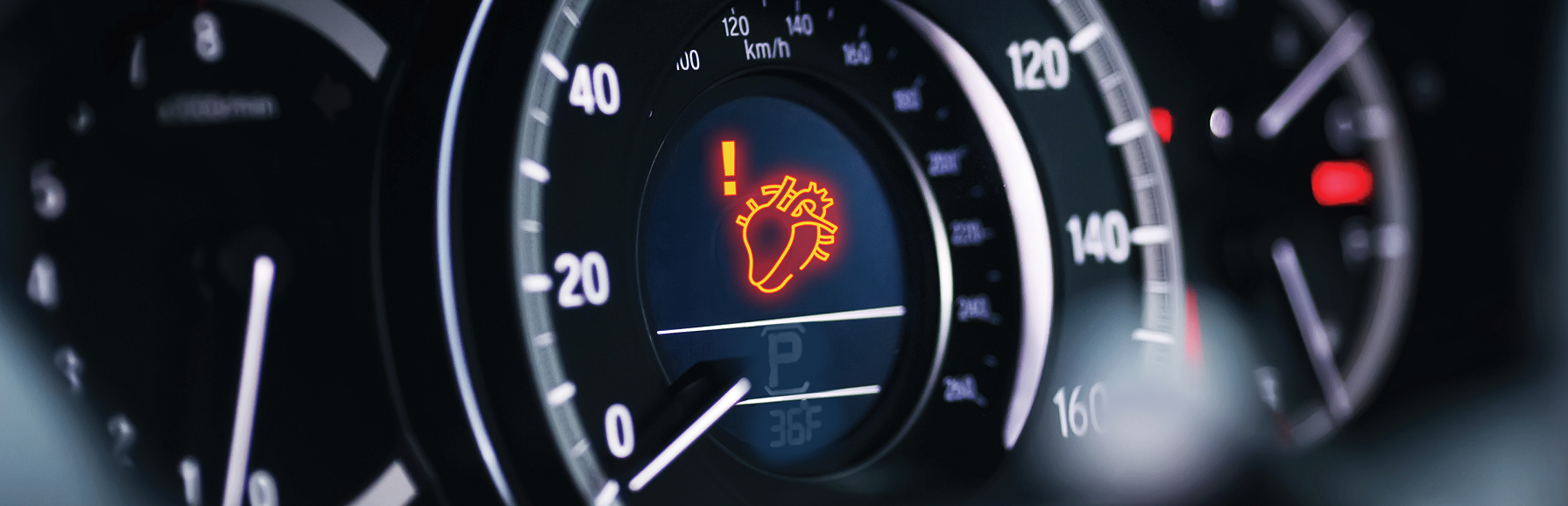 Car dashboard warning light illuminated