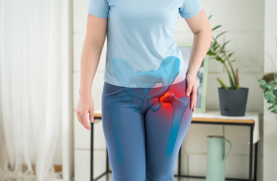 Woman experiencing hip joint discomfort