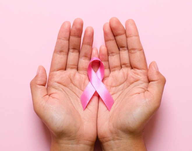 Pink breast cancer awareness ribbon