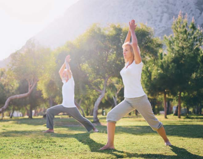 Outdoor yoga practice in park