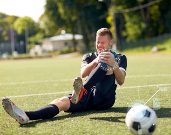 Athlete stretching after sports injury